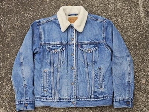 Levis Giacca Uomo XS Blu Tipo 3 Premium Sherpa Fleece Foderato Standard Trucker - Foto 1 di 11