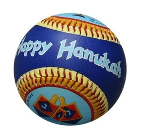 Hanukkah Baseball ,Kids Ball To Play " Happy Hanukkah " Dreidel & Menorah Design - Picture 1 of 5