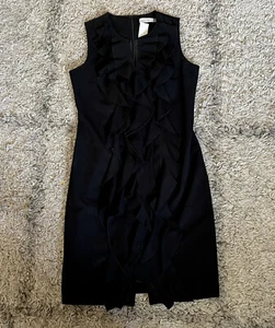 Nuevo con etiquetas Vestido Calvin Klein Cuello en V con volantes Vaina Sin mangas Negro Talla 6 - Imagen 1 de 9