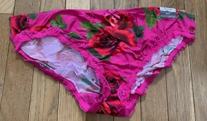 Plus Sz 18/20 Lane Bryant Cacique Bikini Lace Hot Pink Magenta Red Roses Sexy - Picture 1 of 7