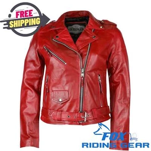 OPEN BOX -Derringer Vintage Red womens leather jacket Large - Picture 1 of 12
