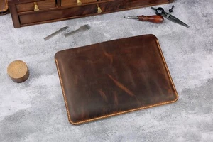 Handmade genuine leather macbook sleeve case for new macbook pro air 13 15 - Picture 1 of 11
