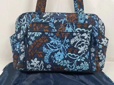 Bolsa de pañales grande Vera Bradley azul marrón floral Java Foto 1 de 4