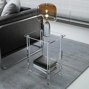 Acrylic Side Table Bedside Cabinet End Table for Bedroom Bathroom Kitchen - Picture 1 of 30
