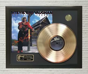 Stevie Ray Vaughan Framed Black wood Reproduction Signature Gold LP Display - Picture 1 of 5