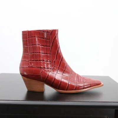 Bota Schutz Briani Bootie 20714-0024 Feminina Tamanho 5 B Bota de Couro Croco Vermelha - Imagem 1 de 4