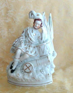 LARGE ANTIQUE STAFFORDSHIRE FIGURINE - A SOLDIER'S DREAM 10.25" Gold Gilt - Picture 1 of 8