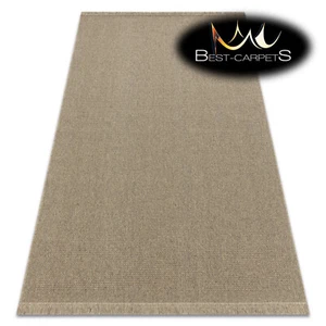 Modern 100% natural WOOL flat-woven Rug "VILLA" PLAIN dark beige easy to clean - Picture 1 of 11