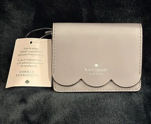 NWT Kate Spade Gemma Scallop Flap Wallet Stone Gray Leather Small - Picture 1 of 6