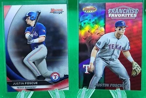 Justin Foscue 2020 Bowman's Best Base Insert Lot TEXAS RANGERS - Picture 1 of 2