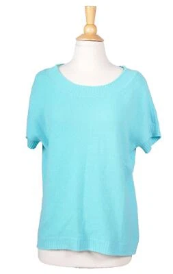 Neiman Marcus Cashmere Collection Teal Short Sleeve Sweater Size S - Image 1 of 4
