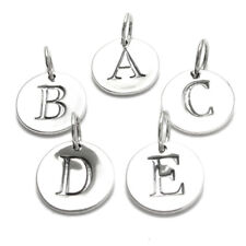 925 Sterling Silver Round Initial Charm Pendant Choose a Letter