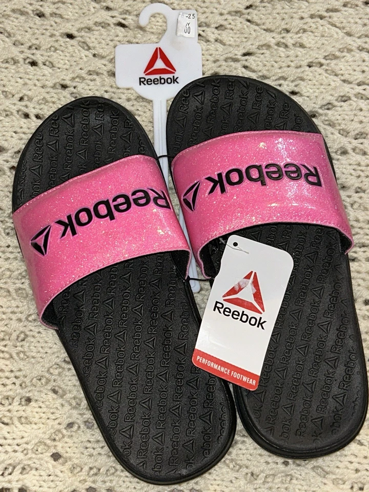 Girls Child size 3 Pink Reebok Dual Density Pink Slides Summer Shoes Lightweight