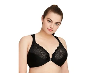 NEU GLAMORISE #1245 Damen BH 38C Frontverschluss Bügel Magic Lift SCHWARZ - Bild 1 von 5