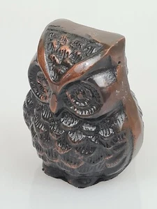 Dunkle bronzefarbene Metall Eule Figur oder Briefbeschwerer, Two's Company, Indien - Bild 1 von 12