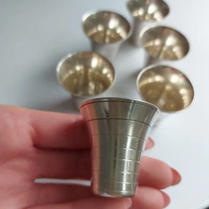 Vasos de chupito soviéticos vintage chapados en plata 6 piezas, para vodka, whisky, licor - Imagen 1 de 10