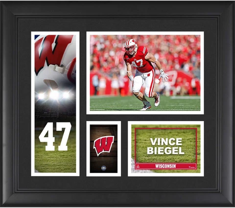Vince Biegel Badgers Framed 15"x 17" Player Collage - Fanatics Cover