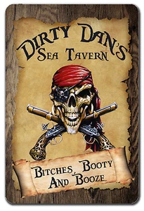PERSONALIZED PIRATE BOOTY TAVERN METAL GARAGE SIGN - Picture 1 of 2