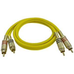 Premium 3 Foot Yellow Dual RCA Male to Dual RCA Male Audio Patch Cable - Picture 1 of 2