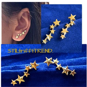 OHRRINGE OHRSTECKER lange Form STERN 5 STERNE gold EDLER LOOK - Bild 1 von 5