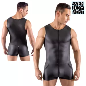 Svenjoyment Playsuit - Herren Overall schwarz matt ärmellos mit Reißverschluss vorne - Bild 1 von 10