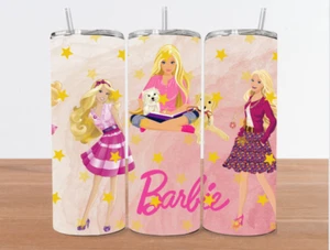 20 oz Barbie Puppen Edelstahl Becher mit Metallstroh - Schulkleid - Bild 1 von 3