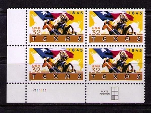 US USA Sc# 2968 MNH FVF PL# BLOCK Texas Horse Cowboy Flag - Picture 1 of 1