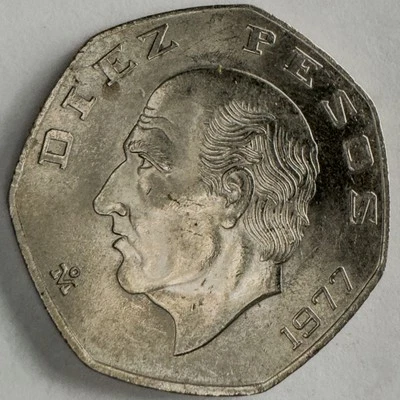 México Hildalgo Diez 1977 10 pesos Estados Unidos, como en la foto, sin circular Foto 1 de 2