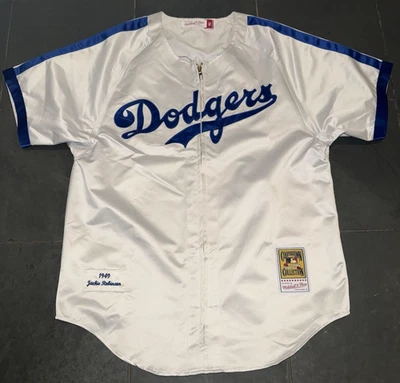 Camiseta deportiva Mitchell & Ness 44 LG Jackie Robinson 42 Brooklyn Dodgers satinada 1949 rara Foto 1 de 4