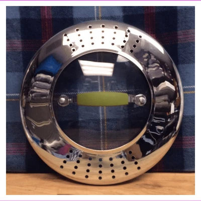 Cook's Essentials Stainless Steel II 24cm Glass Drain Locking Lid | green - Image 1 of 4