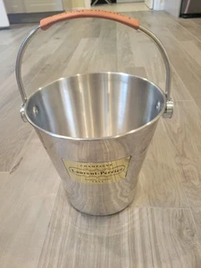 Laurent Perrier Champagne Ice Bucket Stainless Steel Leather Wrapped Handle - Picture 1 of 9