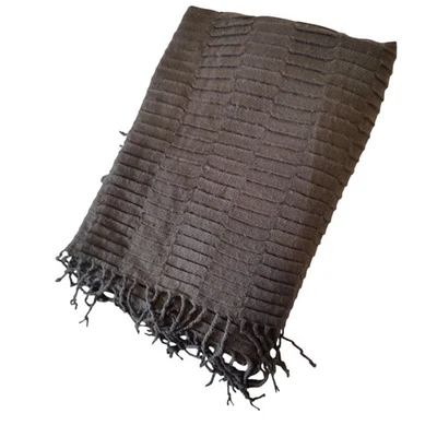 West Elm Grey Purple Soft Textured Throw Blanket Fringe Trim Cozy Warm - Image 1 of 3