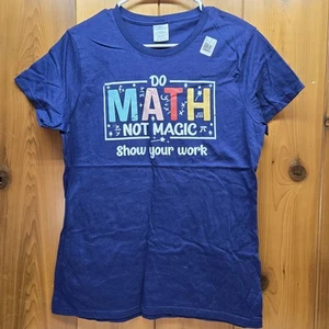 Do Math Not Magic Math Teacher Back to School Female Medium T-Shirt Navy Blue - Picture 1 of 4