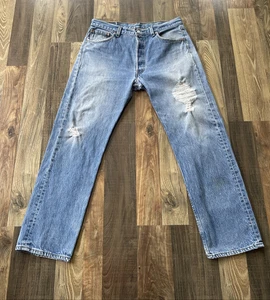 Levi's 501xx Made in USA Vintage Jeans (501-0000) Size W34 L29 Distressed/Stains - Picture 1 of 20
