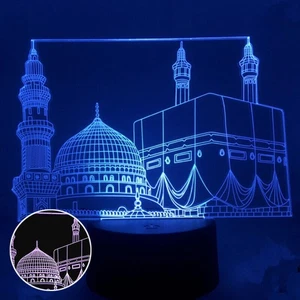 7 Color LED Night Light Eid Mubarak Ramadan Lamp Muslim Islam Table Ornament - Picture 1 of 7