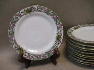 Antike JPL Jean Pouyat Limoges 11 Brotteller 6-1/4" Floral Gold Vergoldet - Bild 1 von 16