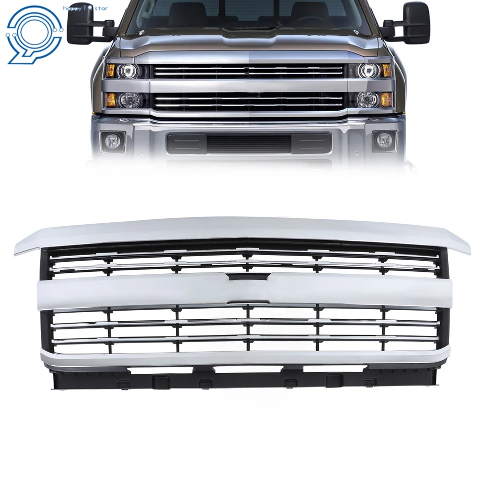 Front Grille Chrome Plastic For Silverado 2500HD 3500HD 2015-2019 23335298 Foto 1 de 4