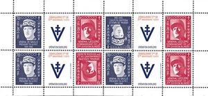 DEB14-18FD: 2014 - sheet 12 vignettes "70 years D-DAY: DE GAULLE & LECLERC / - Picture 1 of 1