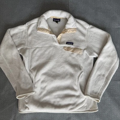 Pulôver feminino Patagonia Re-Tool Snap-T grande creme marfim jaqueta térmica de lã - Imagem 1 de 4