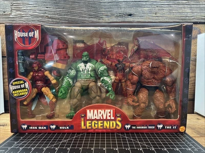House Of M 4 Pack Iron Man Hulk Inhuman Torch The It Marvel Legends 2006 SEALED - Image 1 of 4