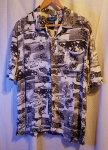 Puritan Herren Große 42-44 Motorrad US Racer Muster Kurzarm Knopfleiste - Bild 1 von 4