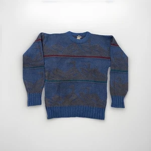 Vintage Woolrich 90% Wollmischung Rundhals Pullover Sweater Herren blau grau Segel - Bild 1 von 9