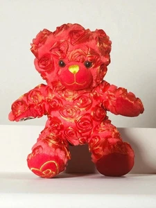 Build-A-Bear HeartBox Red Rose Plush Bear Gold Swirl 11” Valentines BAB - Picture 1 of 9