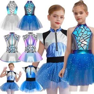 Girl Outer Space Alien Costume Shiny Metallic Tutu Fancy Dress Astronaut Cosplay - Picture 1 of 55