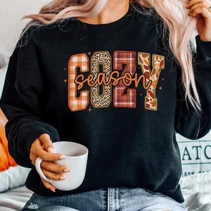 Cozy Season Retro Sweatshirt - Get Cozy Fall Graphic Tee For Women Men - Picture 1 of 5