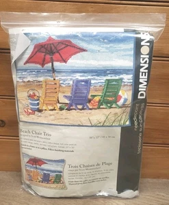 Dimensions Stamped Cross Stitch Quilt Kit 70-03242 At the Beach 12x16 Opened Box - Picture 1 of 15