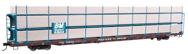 Walthers Mainline 910-8303 HO Scale 89' Flatcar Auto Rack Boston & Maine - Image 1 of 1