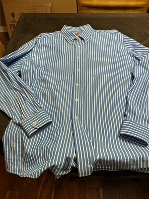 Camisa para hombre Bills Khakis azul y blanco a rayas con botones XXL Foto 1 de 4
