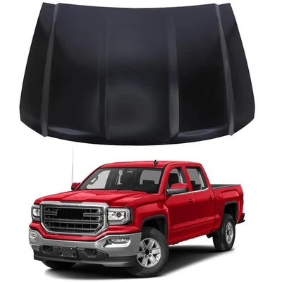 Front Hood Panel Fit For 2014-2018 GMC Sierra 1500 Primed Steel Black GM1230425 Foto 1 de 4