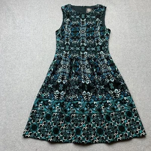 Vince Camuto Womens BOHO Floral Sheath Dress Size 2 Blue Green Pockets Cocktail - Picture 1 of 10